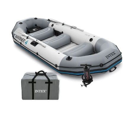 Bote Inflable Intex Mariner 4 Set + Remos + Inflador Capacidad 500 Kg
