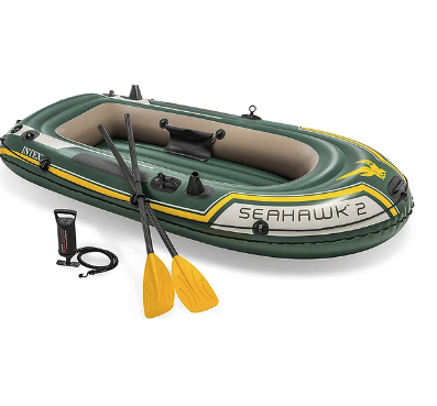 Bote Inflable Intex Seahawk 2 Set + Remos + Inflador Capacidad 240 Kg