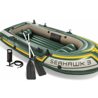 Bote Inflable Intex Seahawk 3 Set + Remos + Inflador Capacidad 360 Kg