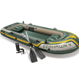 Bote Inflable Intex Seahawk 4 Set + Remos + Inflador Capacidad 480 Kg