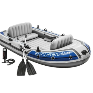 Bote Inflable Intex Excursion 4 Set + Remos + Inflador Capacidad 500 Kg