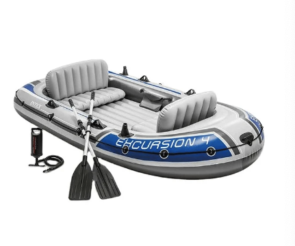 Bote Inflable Intex Excursion 4 Set + Remos + Inflador Capacidad 500 Kg