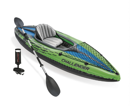 Kayak Inflable Intex Challenger K1 Set Capacidad 1 Persona + Remos + Inflador