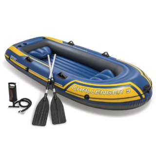Bote Inflable Intex Challenger 3 Set + Remos + Inflador Capacidad 320 Kg