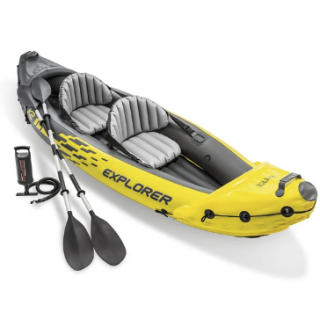 Kayak Inflable Intex Explorer K2 Set Capacidad 2 Personas + Remos + Inflador