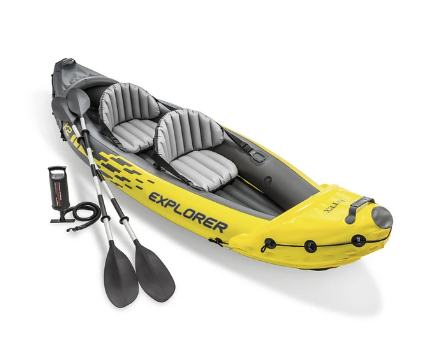 Kayak Inflable Intex Explorer K2 Set Capacidad 2 Personas + Remos + Inflador