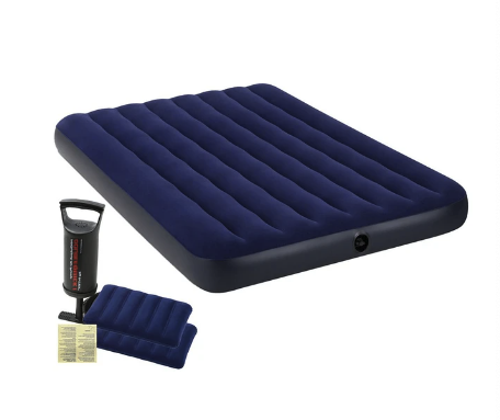 Colchón Inflable Intex Set 2 Plazas 152x203x25 Cm Classic Downy + Almohadas + Inflador